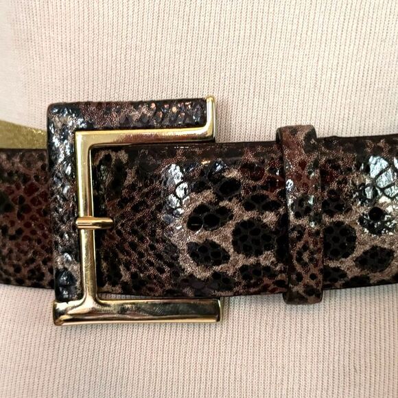 ? [Sandy G Duftler] Brown and Gold Snakeskin Print Belt Sz: XS main image 8